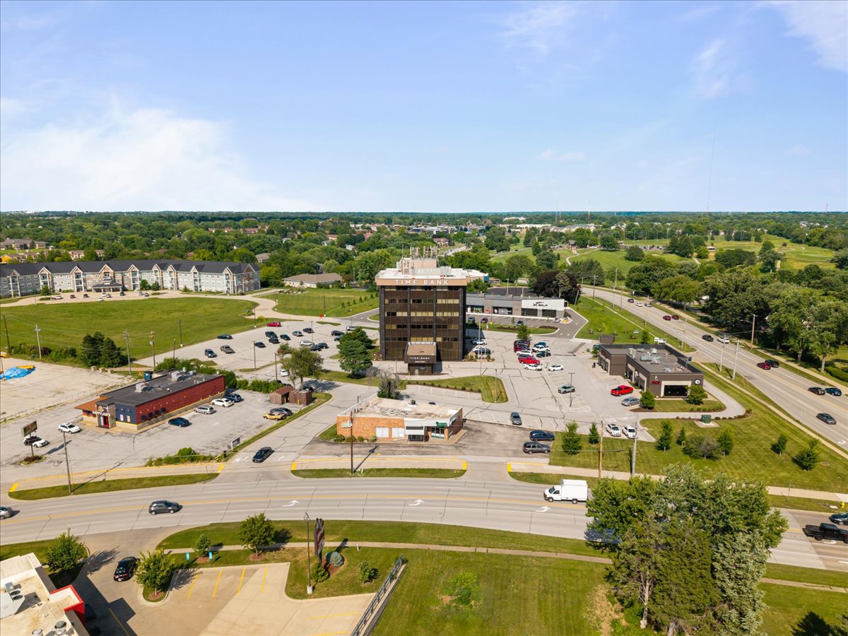 Aerial view of Iowa Towers and surrounding Bettendorf, Iowa.